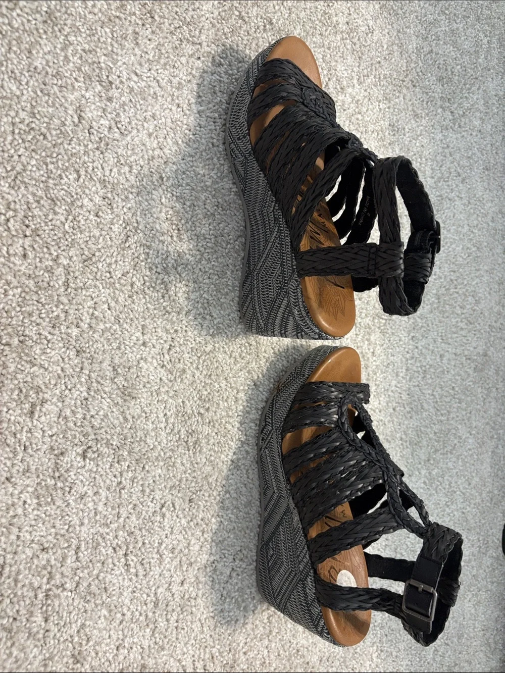 Black Braided Wedge Sandals - Women's Summer Heels